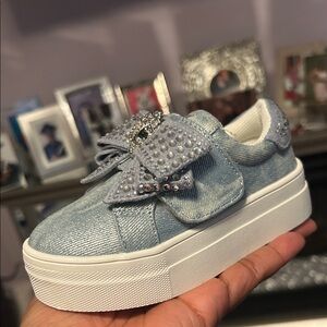 Kurt Geiger Blue Denim Sneakers with Bow